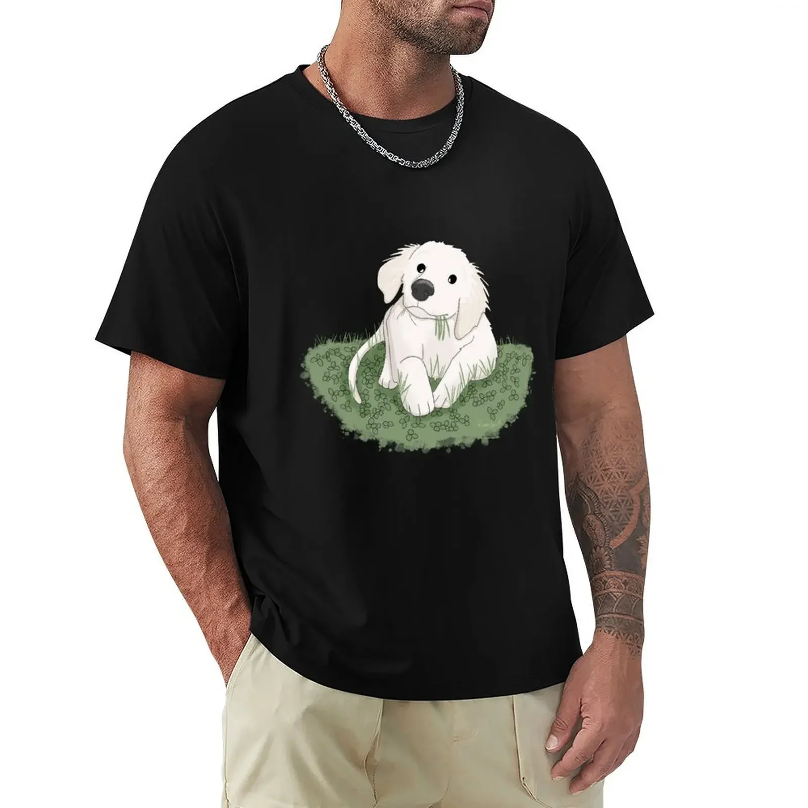 White Golden Retriever Puppy T-Shirt baggy shirts aesthetic clothes anime clothes Men's clothing