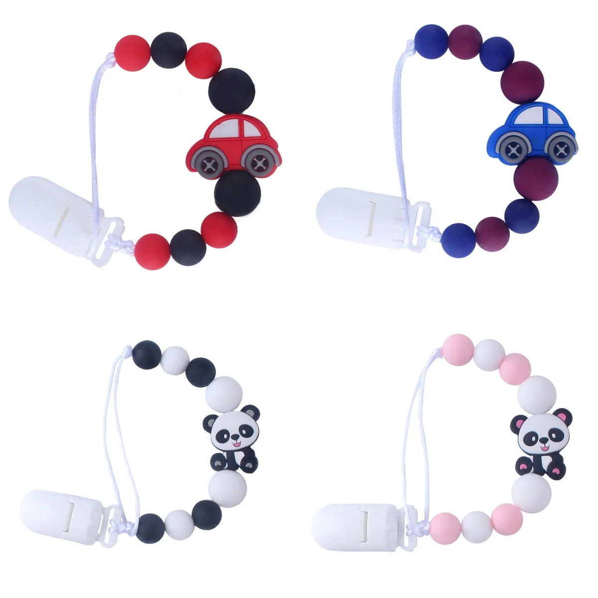 

Cartoon Charm Baby Silicone bead Pacifier Clips Chains nipple Holder Pendants Teething chain Gifts
