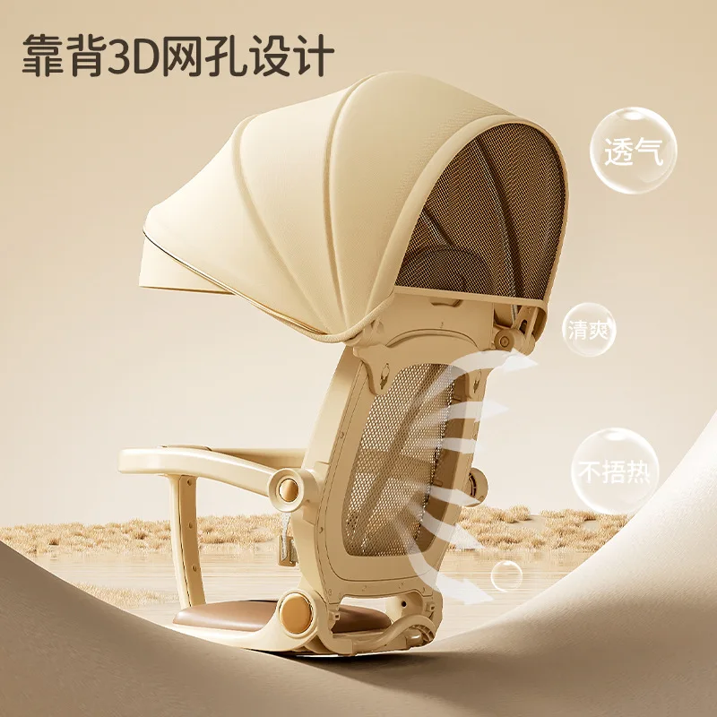 جهاز مشي للأطفال يمكن الجلوس أو الاستلقاء خفيف الوزن وقابل للطي في اتجاهين لعربة الأطفال ذات رؤية عالية بأربع عجلات #2