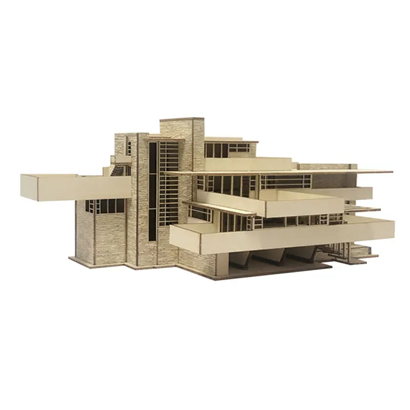 Sand table scene model DIY building model Huanyi hand-assembled production linden board flowing water villa model