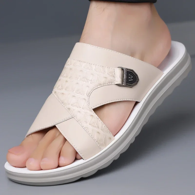 Sommer-Herren-Hausschuhe mit rutschfester, weicher Sohle, modisch, bequem, atmungsaktiv, verschleißfest, für den Außenbereich, zum Fahren, Strandschuhe-9022 – Detail 1