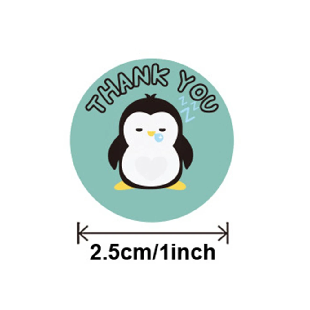 50-500Pcs Cartoon Animal Label Penguin Thank You Stickers For Child Gift Card Party Birthday Package Wrapping Baking  Sticker