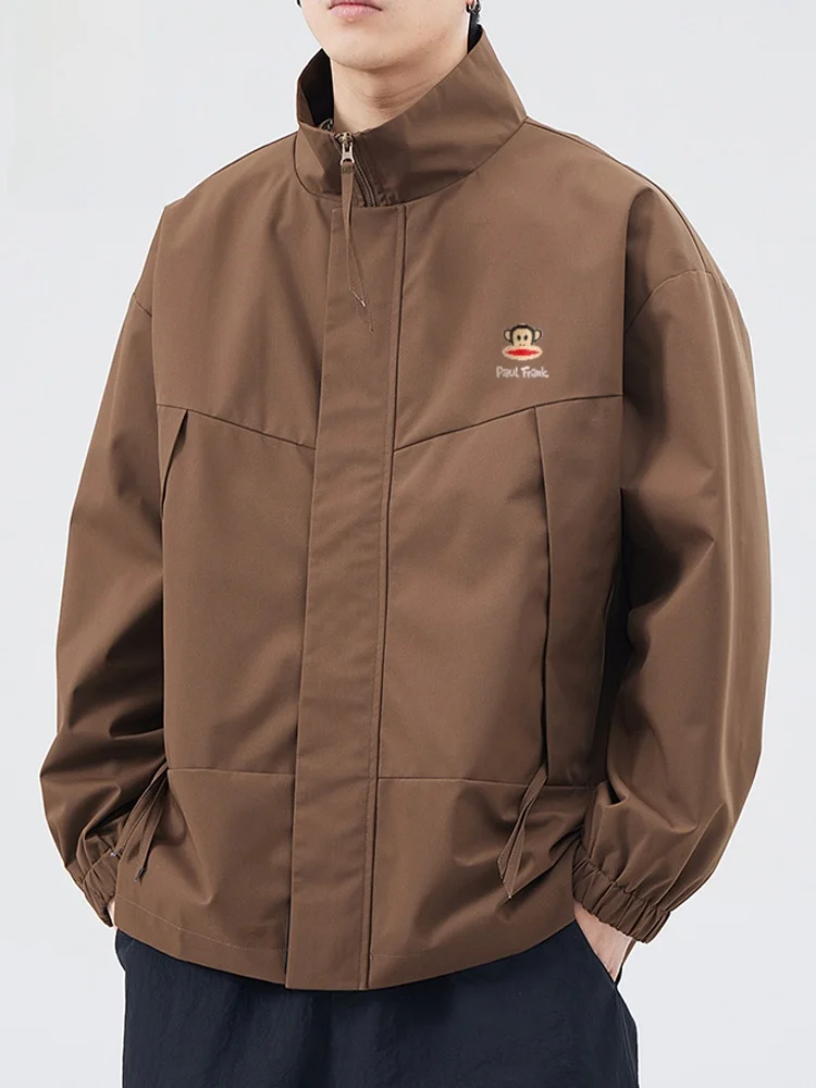 

PaulFrank Spring Autumn New Loose Casual Workwear Jaet Men's Zipper Decorated Anti-wrinkle Treaent Polyester Fiber