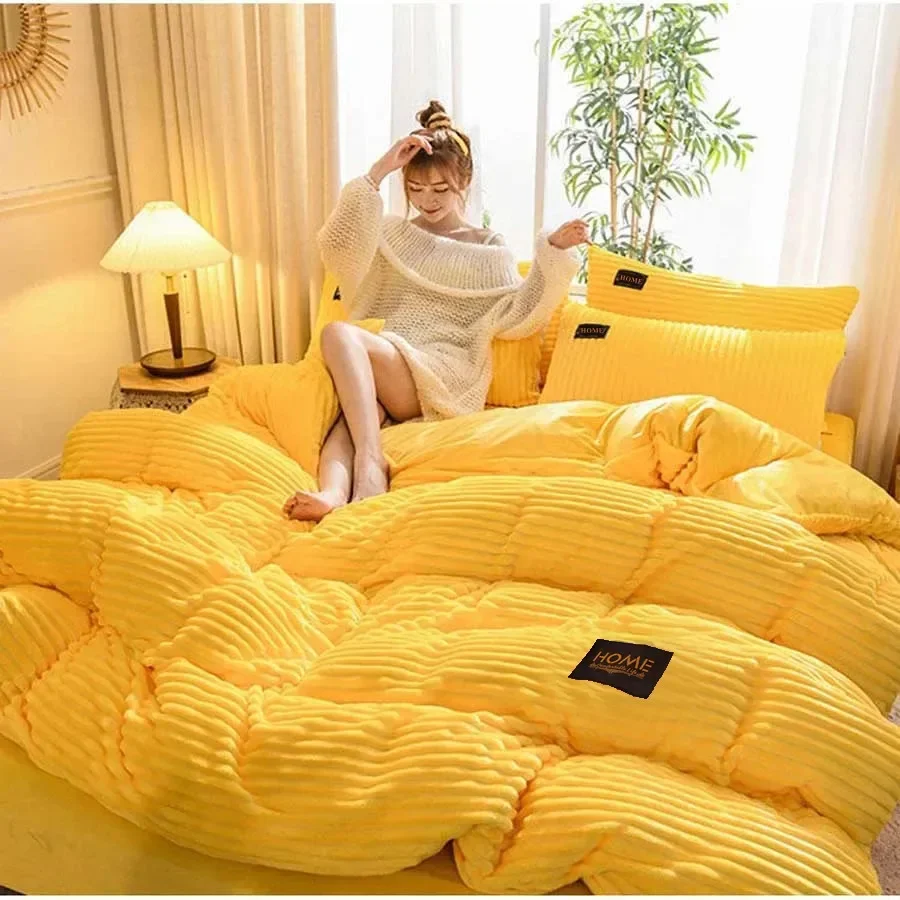 

Latest Winter Warm Flannel Duvet Cover Single Double Bed Couple Quilt Cover King Size Set Luxury Cover Comforter Queen Bedding