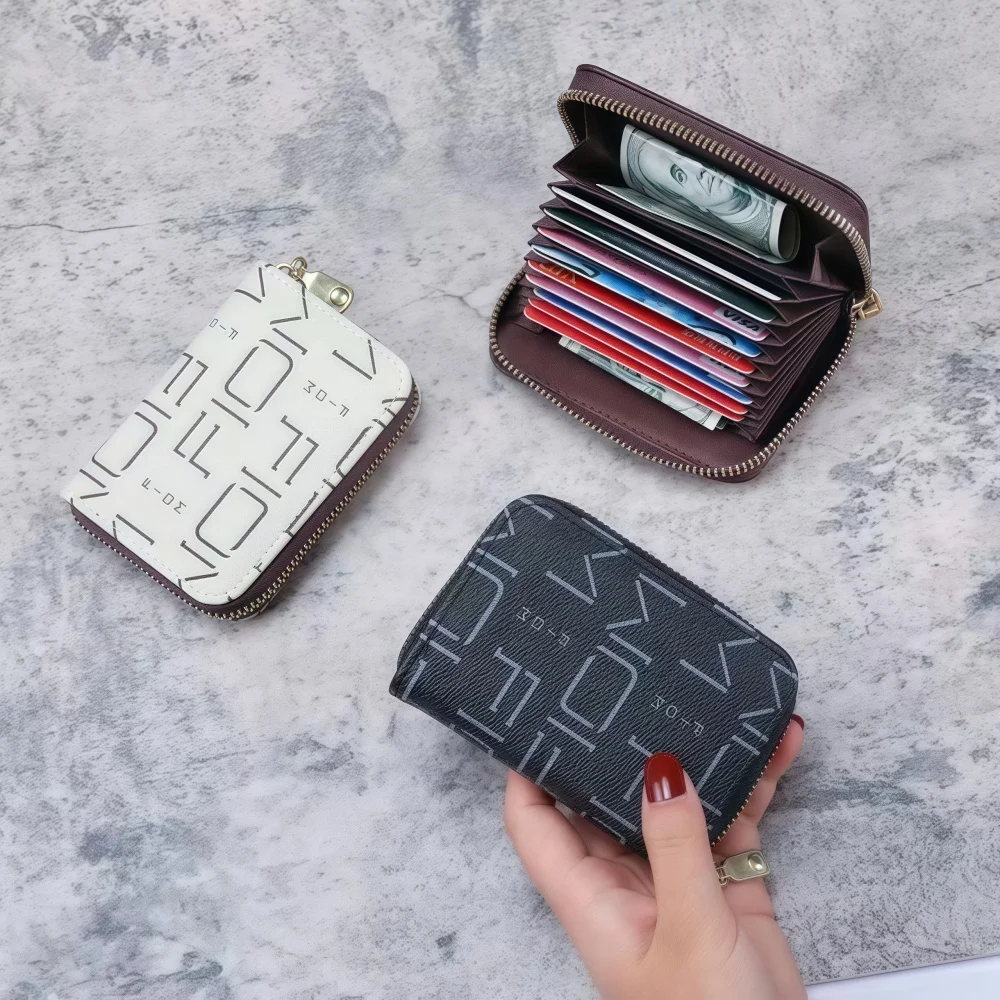 

Fashion Unisex Large Capacity Multi Card Slot ID Holder Premium Business Card Organizer Zipper Coin Pocket Wallet for Men Women