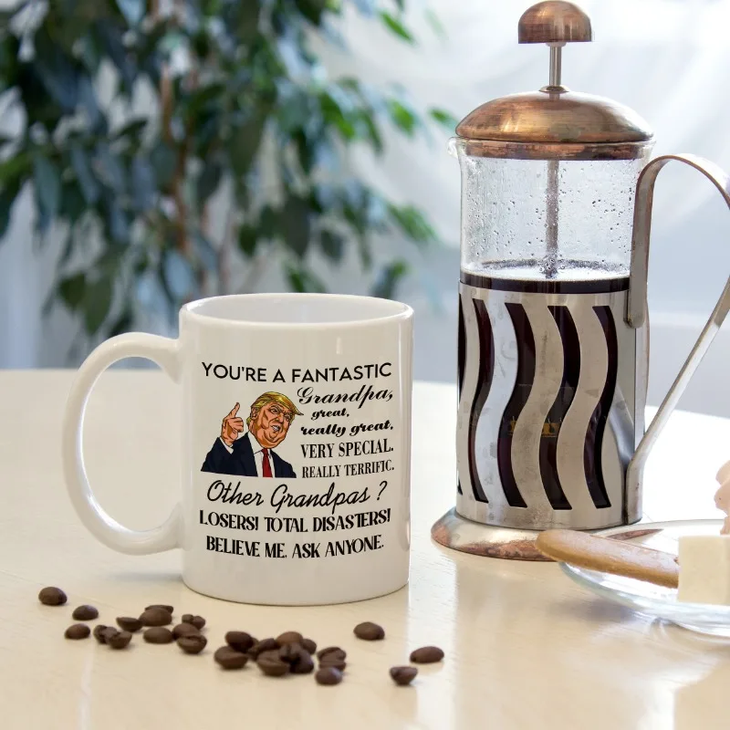 1pc Funny Trump Coffee Mug Ceramic Cafe Cups You're A Fantastic Grandpa Water Summer Winter Drinkware Gifts Friend Decorate Mugs