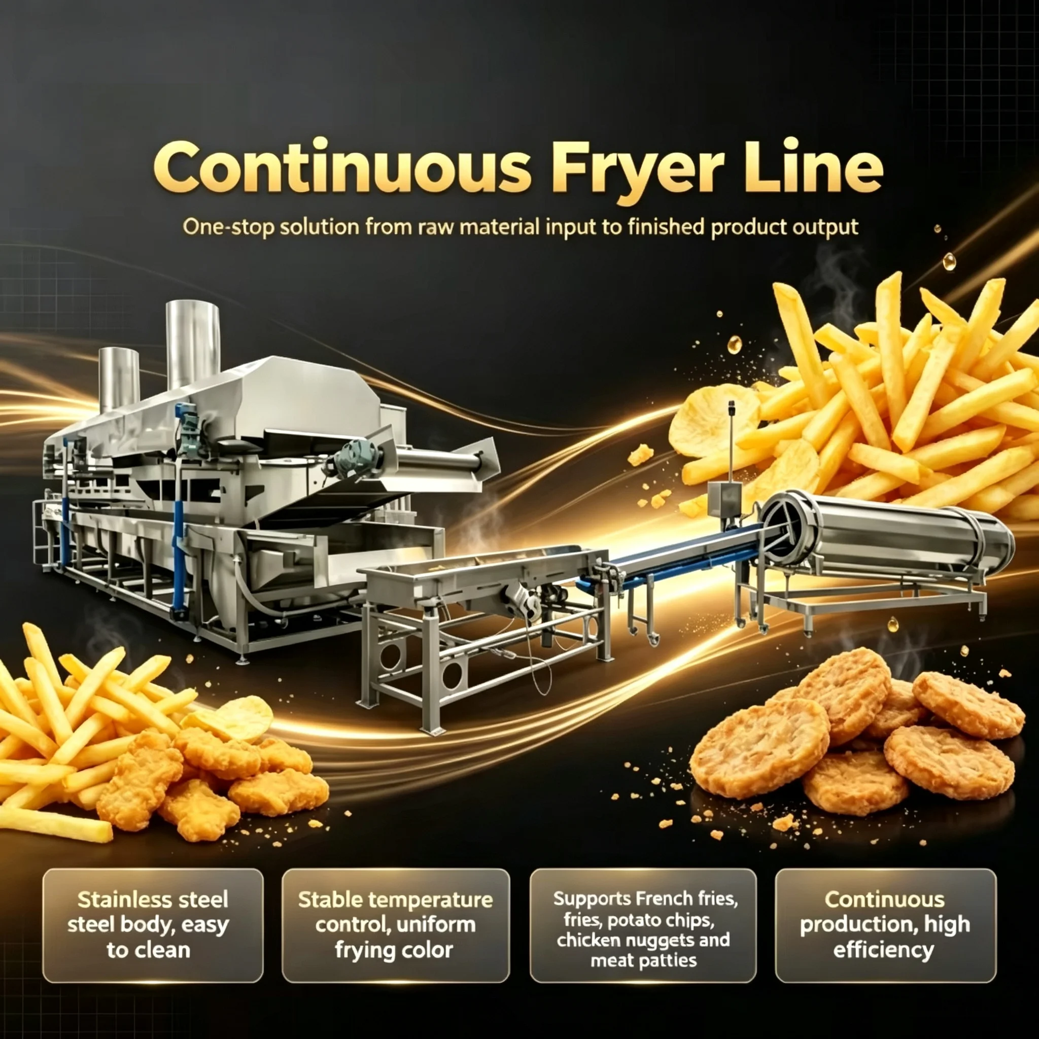 Modular Snack Frying Production Equipment Customizable Layout For Falafel Plantain Chips Factory Business Customized