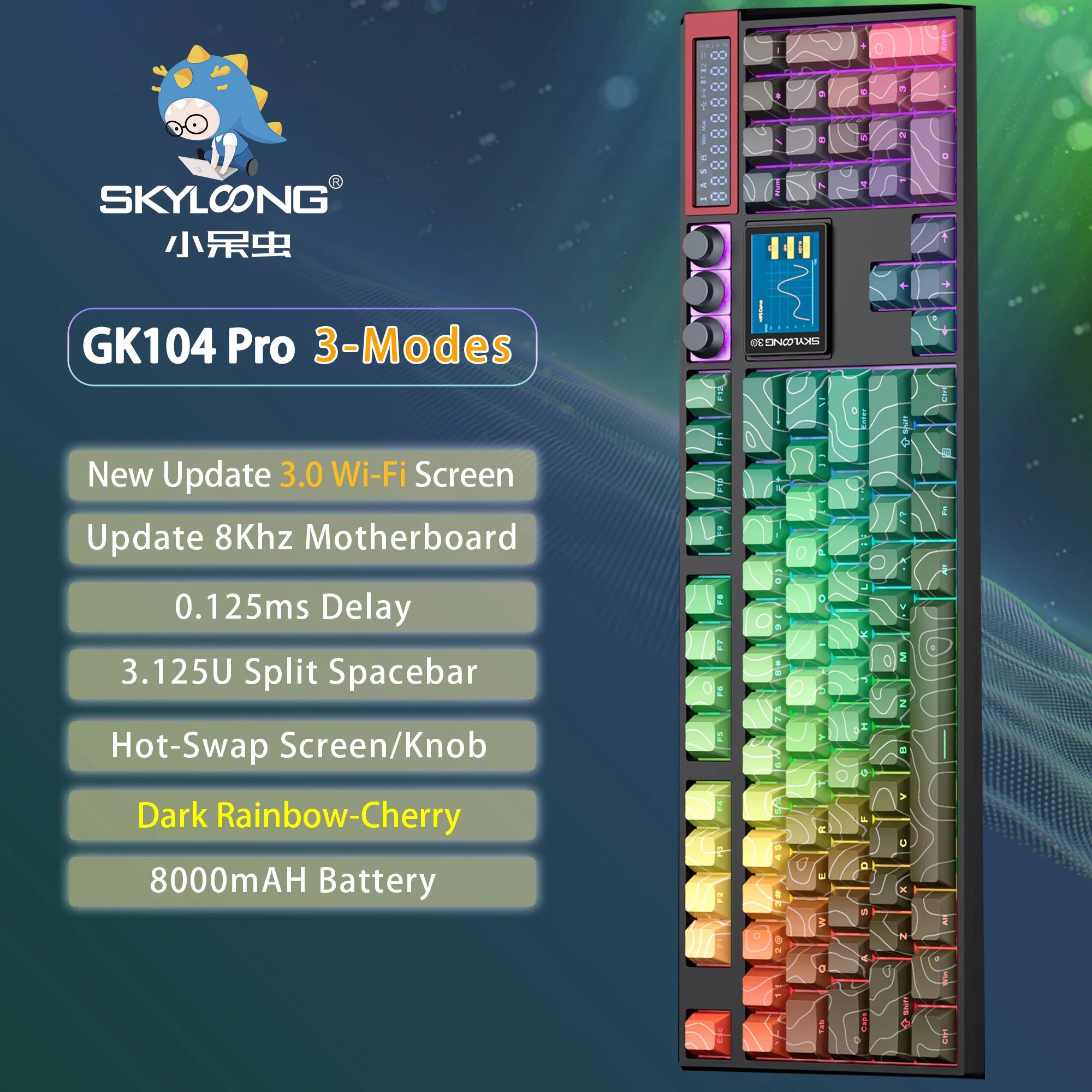 SKYLOONG GK104 Pro Mechanical Gamer Keyboard Full-Size Wireless Keyboard RGB Backlit Hot-Swappable Macro Konb Keyboard for PC image 3