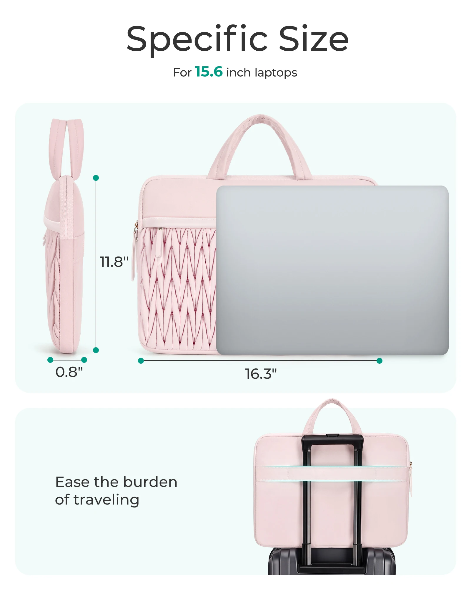 BAGSMART Women Laptop Case 13.6/14/15/15.6Inch Laptop Storage Bag for Macbook Air Pro Lenovo Xiaomi HP Ipad10.5/10.9/11Sleeve