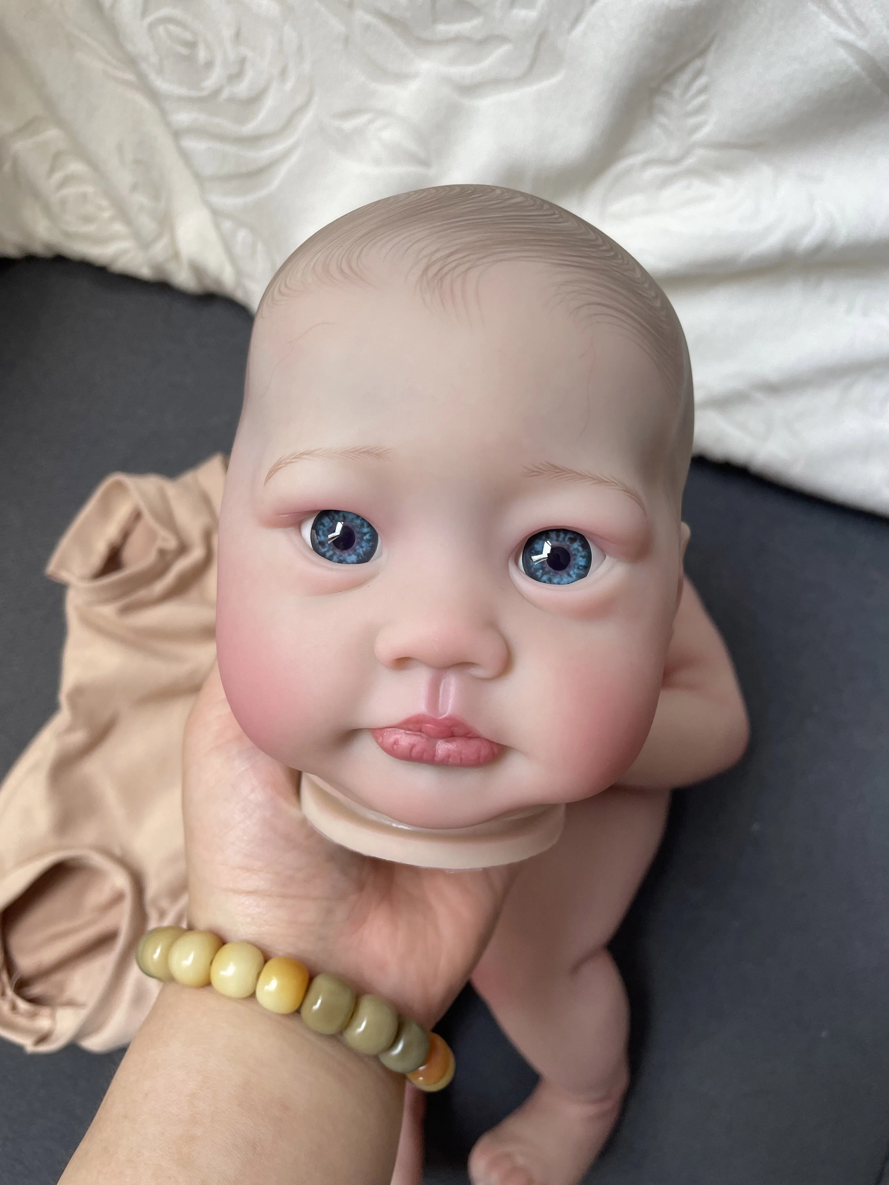 NPK 19'' Reborn Dolls Kit Lali Painted Doll Kit Unfinished Doll Parts with Hand Painted Hair Lifelike Doll