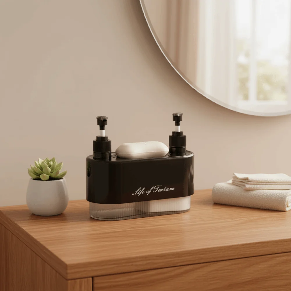 

Double Pump Head Soap Dispenser Plastic Thickened Shampoo Bottle Free Perforation Detachable Press Soap Dispenser Kitchen