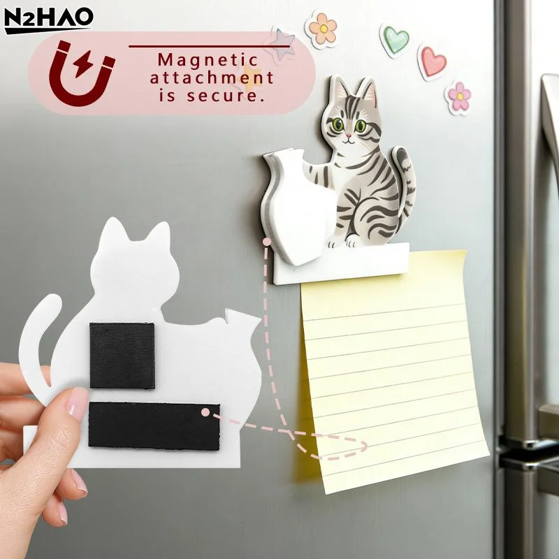 Aimants de réfrigérateur : Chat poussant une vase, Décoration, Collection de moustaches de chat, Boîte commémorative, Aimant de réfrigérateur, Décoration pour la maison et le bureau, Idéal pour un cadeau