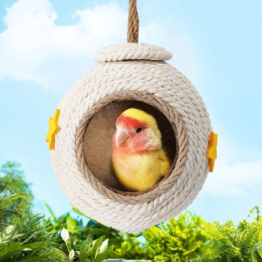 

Creative Wear-resistant Coconut Husk Bird Cages Bite Resistant Comfortable Squirrel Bed Hanging Mini Breeding Nest Garden