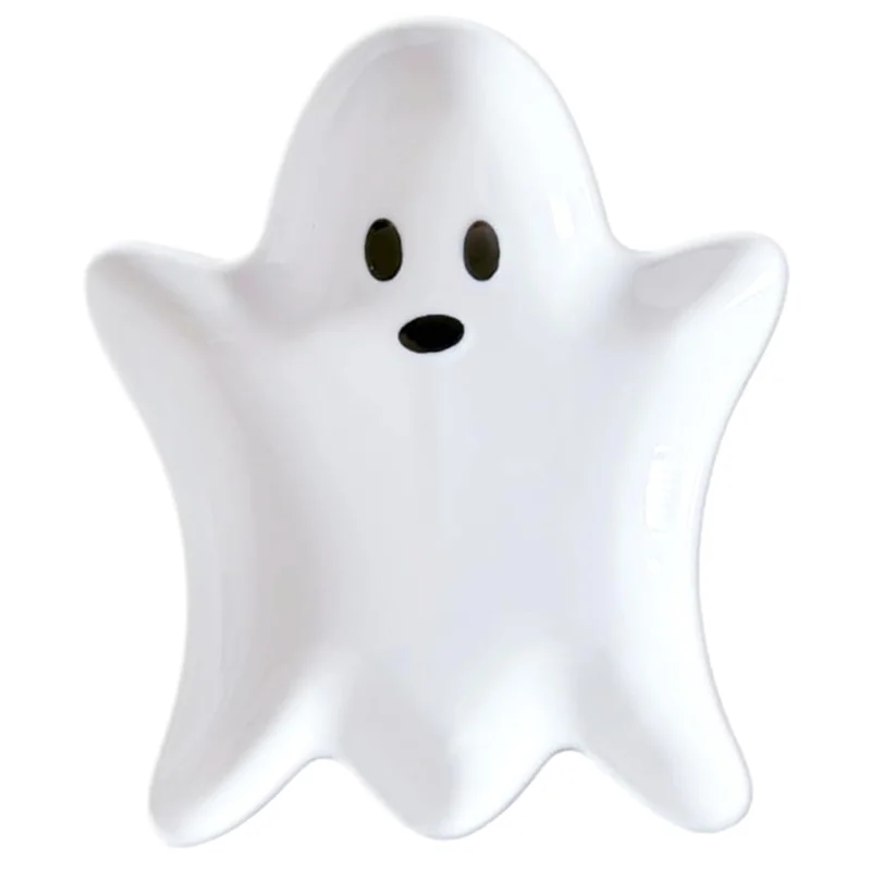 ABKO-Halloween For Kitchen Counter Spoon Rest, White Ghost Cute Cooking Utensil Holder For Kitchen Counter