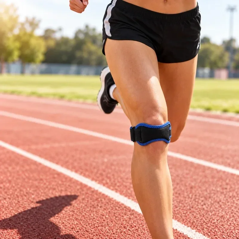 Adjustable Patellar Tendon Knee Strap, Shock Absorbing Compression Knee Support Brace for Running Basketball Outdoor Sports