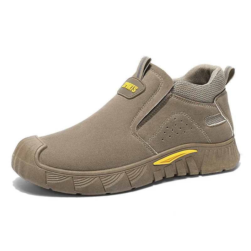 Sapatos de trabalho respiráveis ​​masculinos antiderrapantes sola macia conforto tênis de segurança para construção outono à prova de sujeira tênis masculino