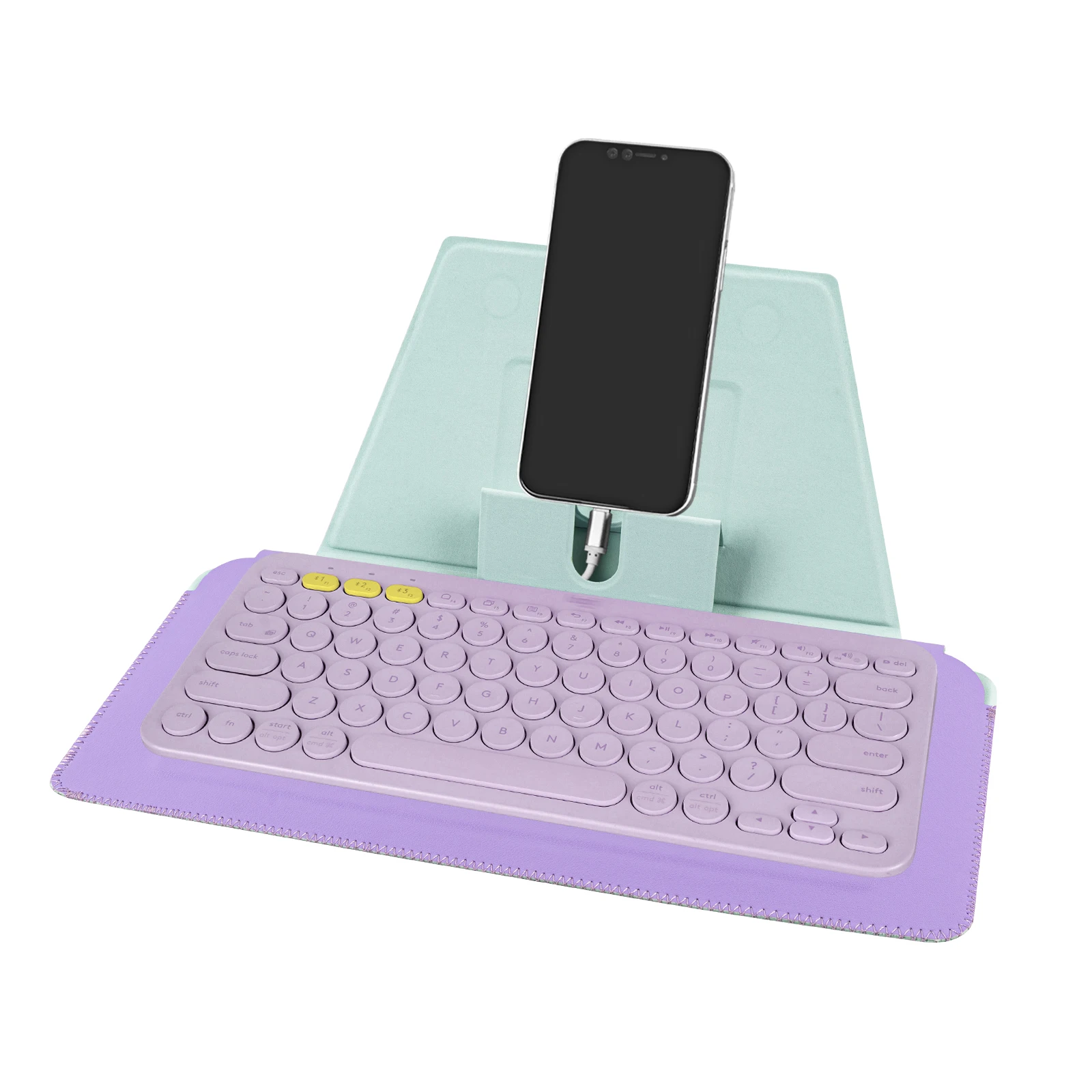 Geekria Vegan Leather Keyboard Sleeve Case with Phone Tablet Stand Holder for Logitech Pebble Keys 2 K380s K380 Magic Keyboard