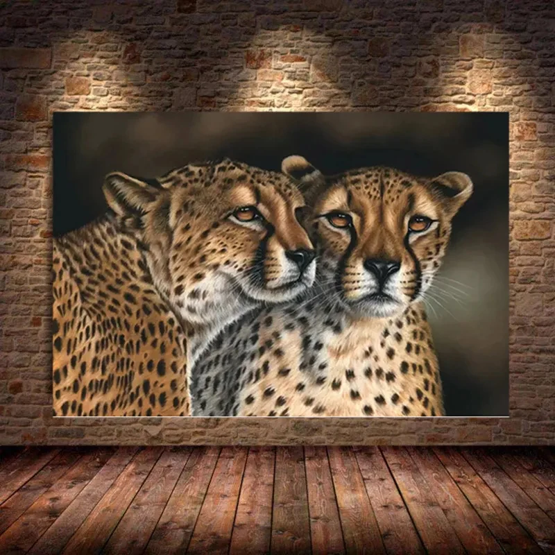 Framed Animal Leopard Jaguar Art Decoration, Modern Wall Decor Poster, Canvas Painting, Living Room, Home Decor