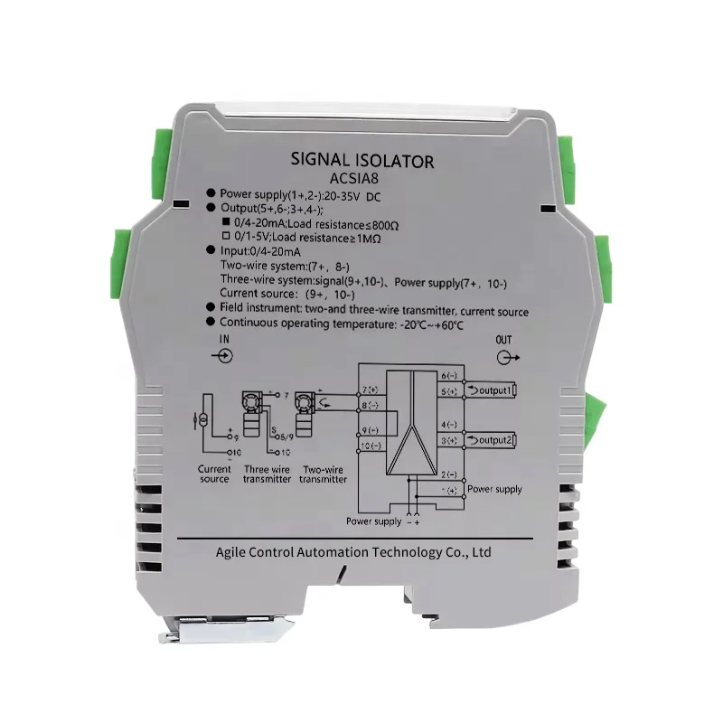 DC Signal Isolator 0-5V 0-10V 4-20mA signal Isolated Transmitter 1 in 1 Out 1 in 2 Out 35mm DIN Rail signal Isolated Transducer