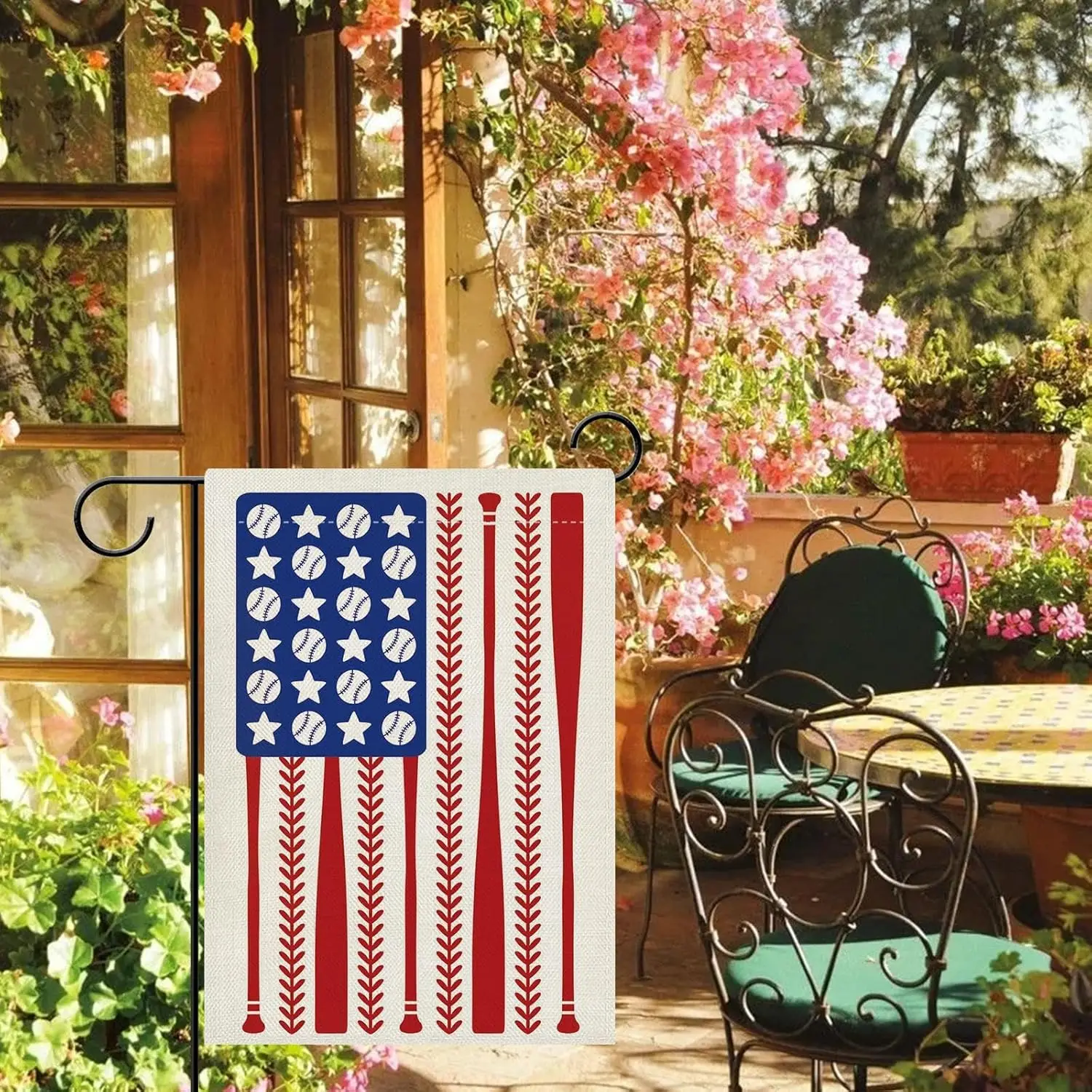 Dyrenson Baseball Sport Decorative Garden Flag, Patriotic Bat American Flag Yard Outside Home Decoration Baseball Player Lov AAS