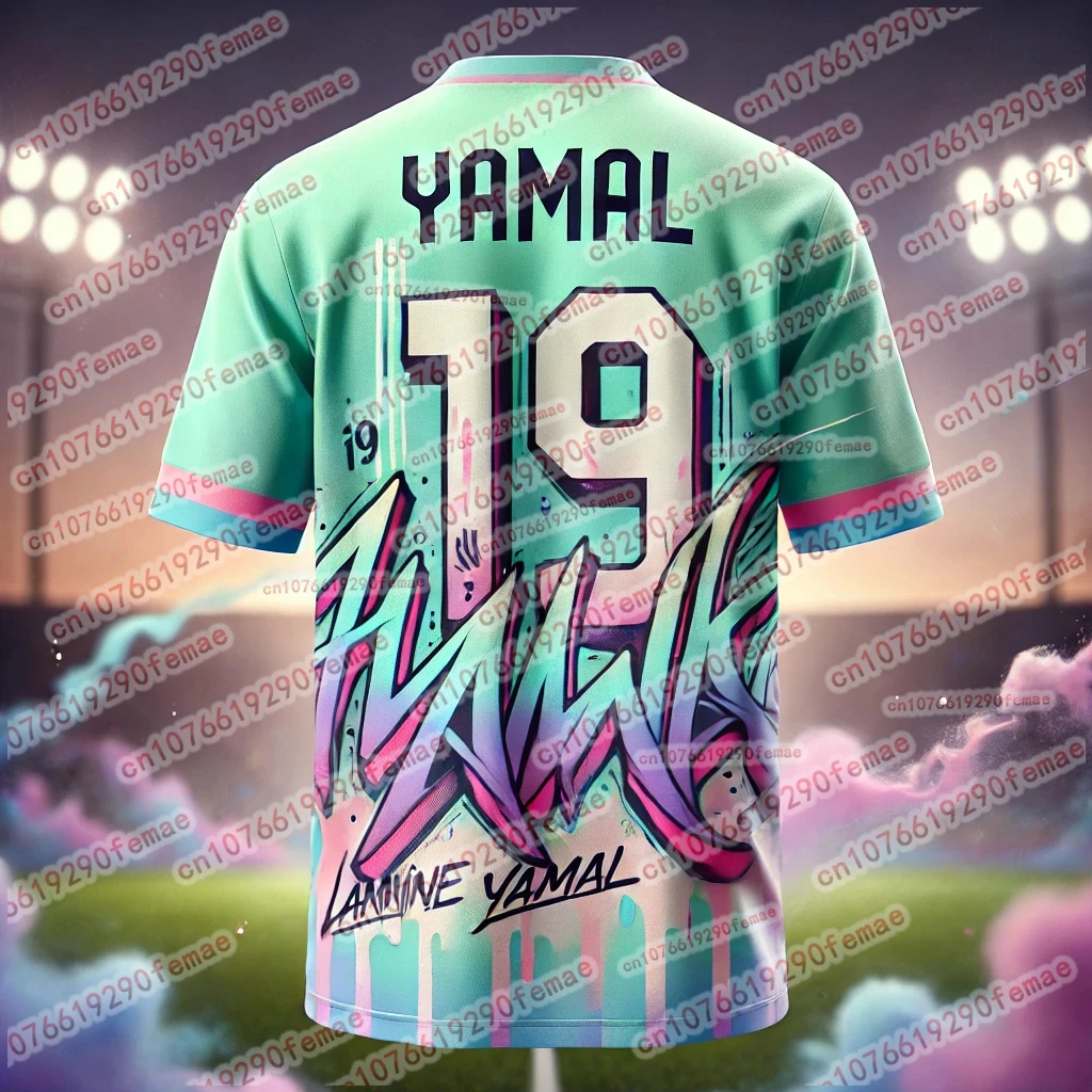 تي شيرت يامال فاشن لكرة القدم سوبر ستار ثلاثي الأبعاد مطبوع للرجال تي شيرت تذكاري، مسامي ومريح للمباريات اليومية #2