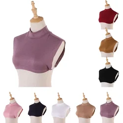 New Womens Muslim Modal Fake False Collar Islamic Hijab Extensions Turtleneck High Neck Cover Warmer Bright Solid Color Half Top