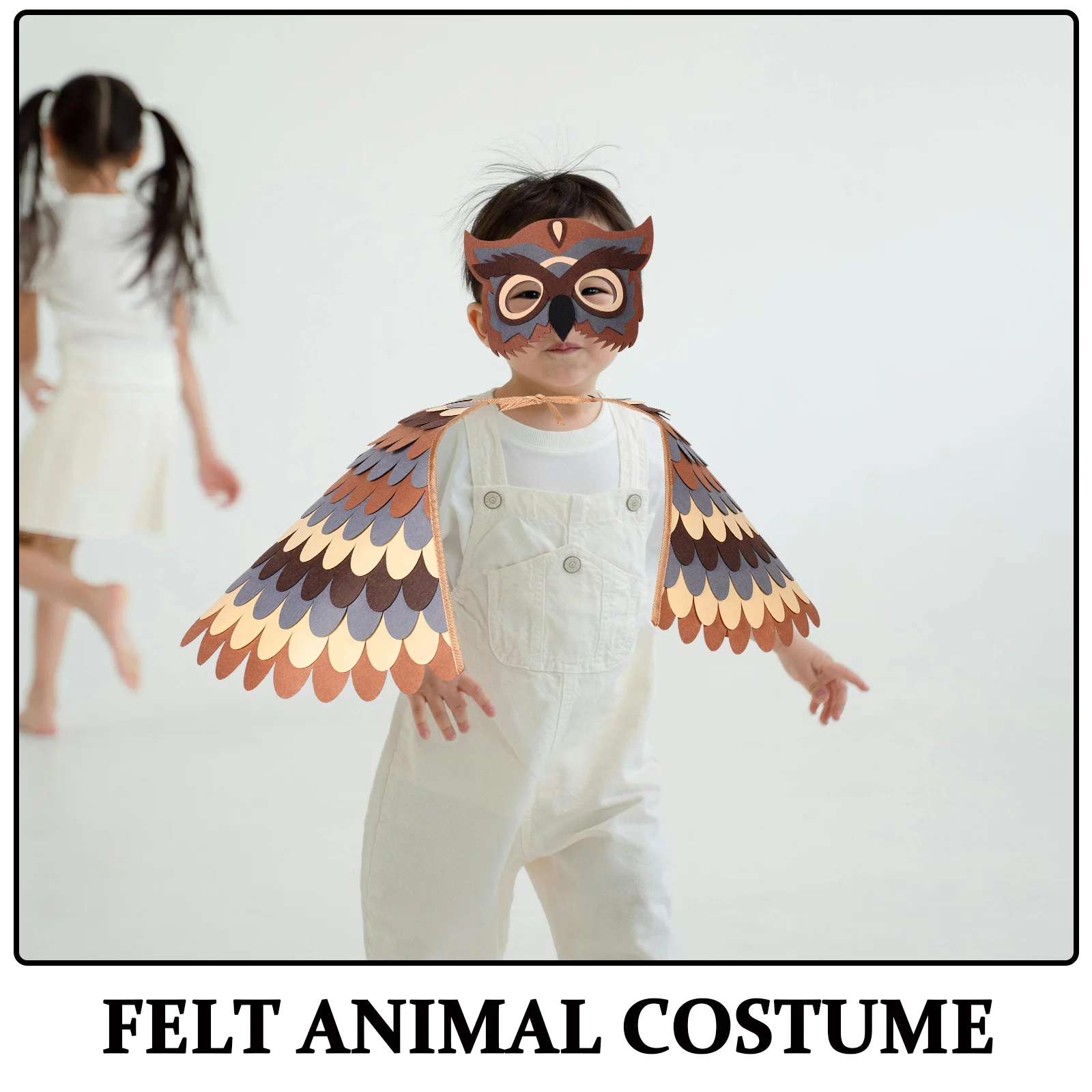 Zestaw Kostiumów Zwierząt dla Dzieci Sowa Ptak Peleryna Maska Wygodny Filc Kreatywna Zabawa Impreza Szkolna Impreza Kostium Sowa