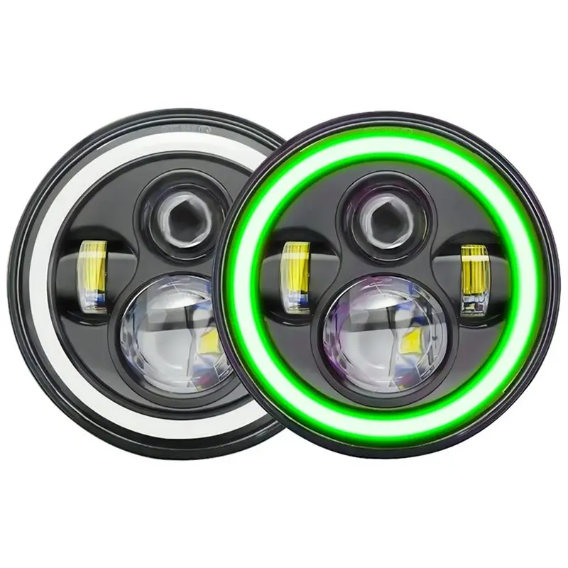 Faro LED Halo M50K de 7 pulgadas con luz alta/baja, DRL verde y luz direccional ámbar para piezas de Jeep Wrangler JK TJ CJ (Verde)