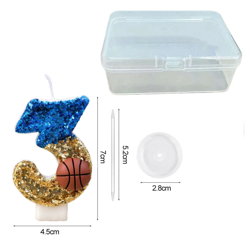 Blue Gold Dual Color Basketball Digital Birthday Candles 0-9 - Creative Party Supplies for Boy‘s Cake Decoration