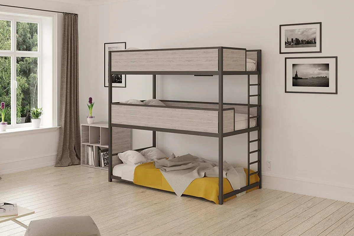 Cheap Strong Three Layer Triple Metal Bunk Bed Sale For Adult