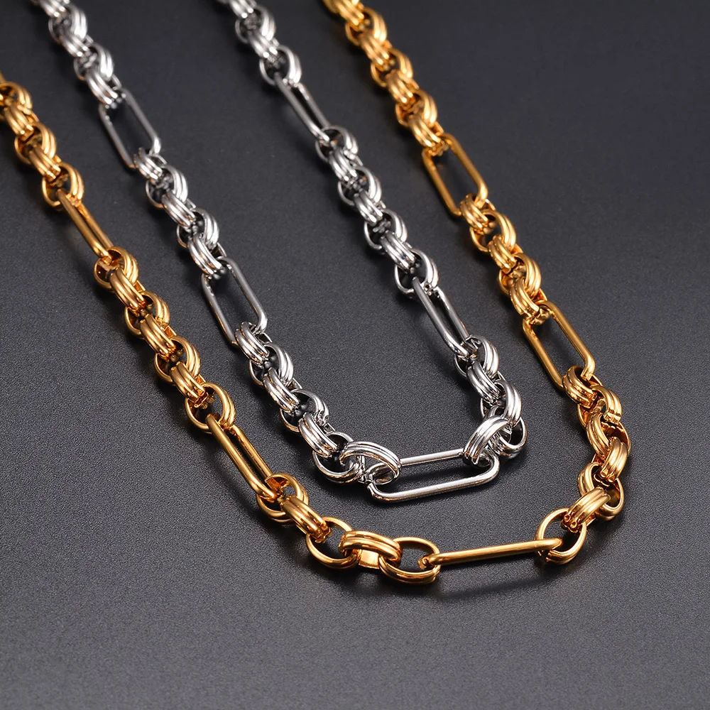 Großhandel 1m/Stück Breite 7mm Schwere Handgefertigte Gliederketten für Männer Edelstahl Hip-Hop-Kette Damen Halskette Punk-Schmuck – Detail 5