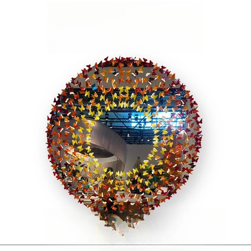 

Luxury art butterfly decorative mirror designer high-end modern wall resin wall-mounted mirror