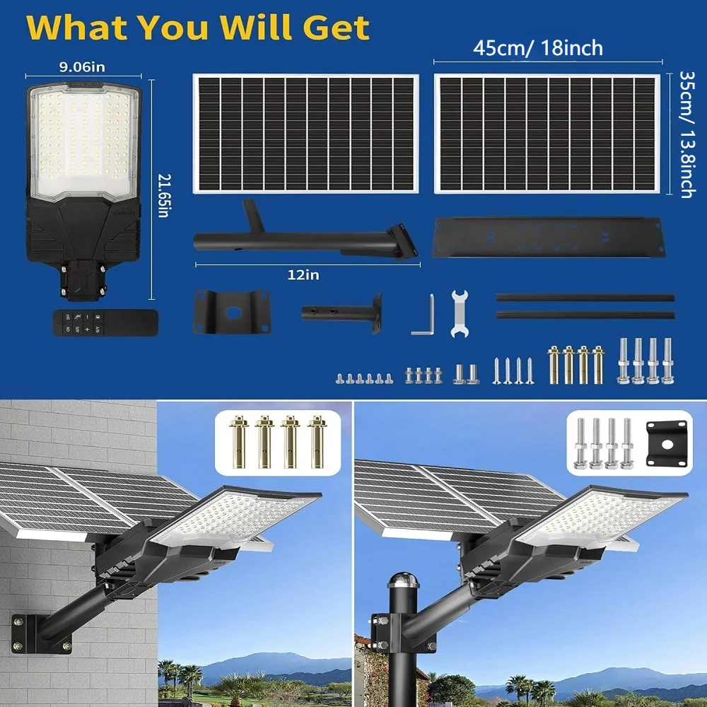 10000W Solar Straatverlichting Buiten Commerciële Parkeerplaats Verlichting IP67 Waterdicht 6500K Beveiligings Schijnwerpers Lamp voor Tuin Weg