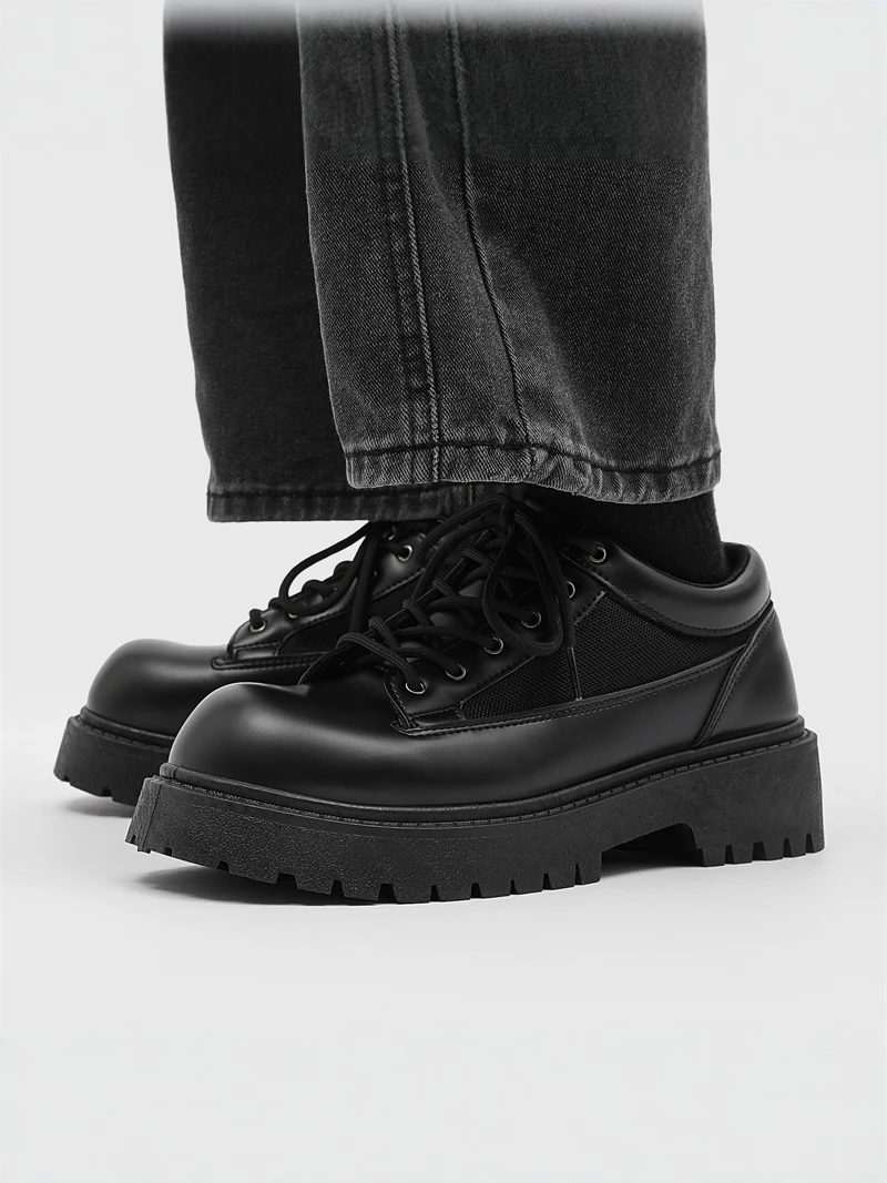 Men's Casual Leather Shoes 2026 New Style Autumn Thick Bottom Waterproof Fashionable  Shoes Comfortable All-Match Boots