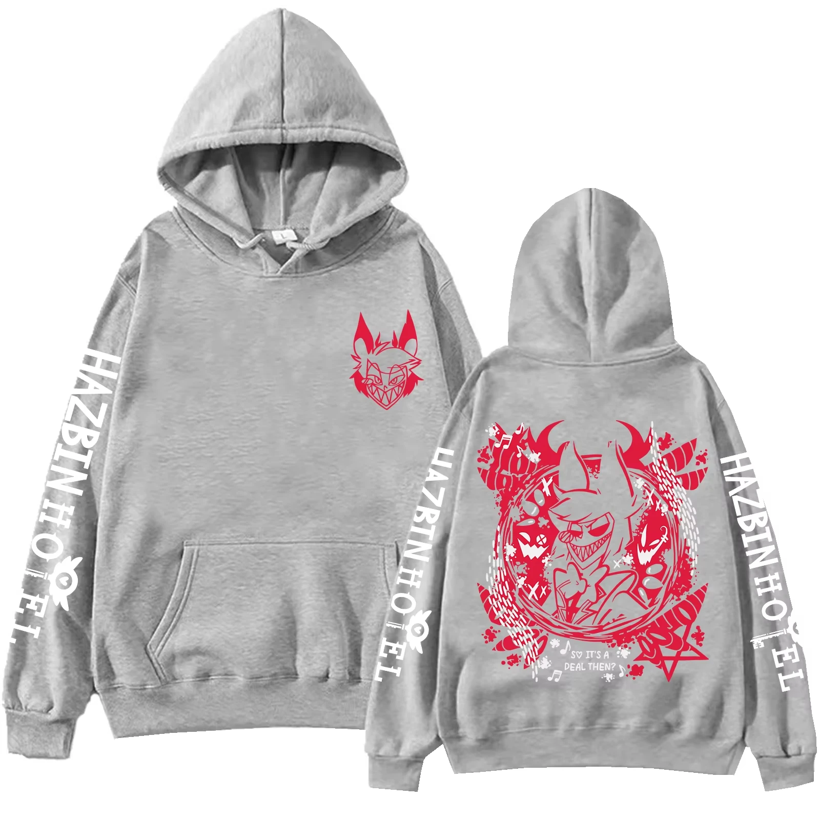 Anime Hazbin Hotel Alastor Bedruckte Hoodies Y2K Herren Damen Casual Goth Hoodie Weicher Dicker Fleece Kapuzenpullover Lockerer Street-Top – Detail 5