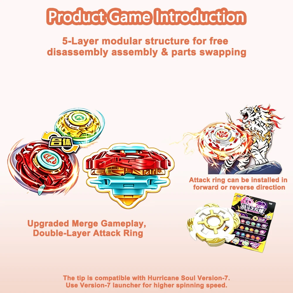 AULDEY Infinity Nado Battle Gyro Blind Box Multi‑player Spinning Top Palm Mini Toy Multifunctional Stationery Ruler Ideal Gift