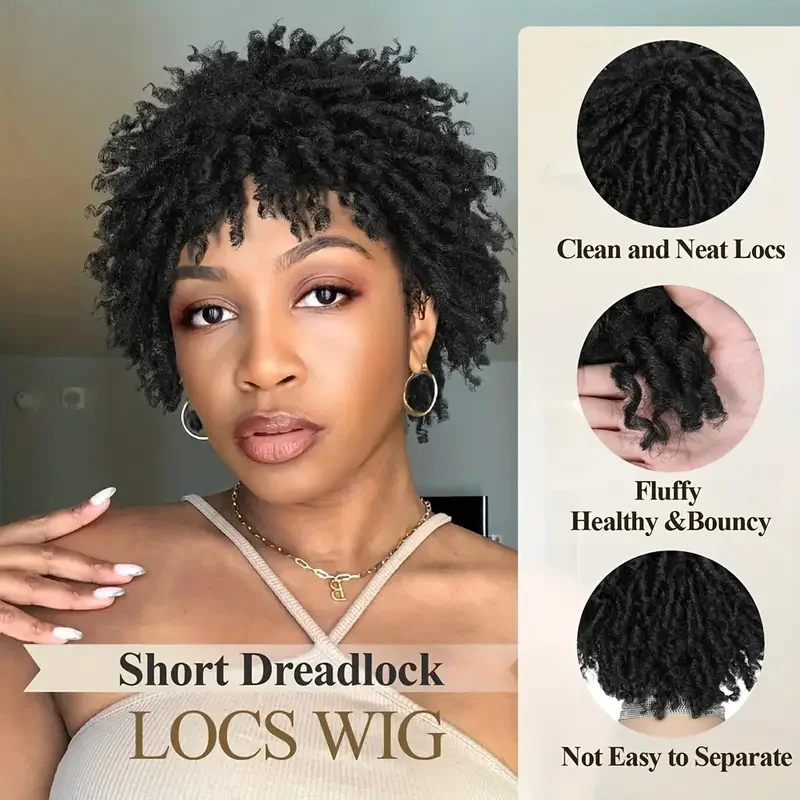 الاصطناعية قصيرة شعر مستعار Dreadlock الأفرو مجعد تويست شعر مستعار فو Locs شعر مستعار غريب مجعد Dreadlock للنساء الاستخدام اليومي