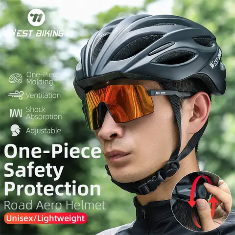 WEST BIKING 초경량 자전거 헬멧, 유선 중공 일체형, 조절식 캡, MTB 도로 자전거 사이클링 헬멧, 남녀공용