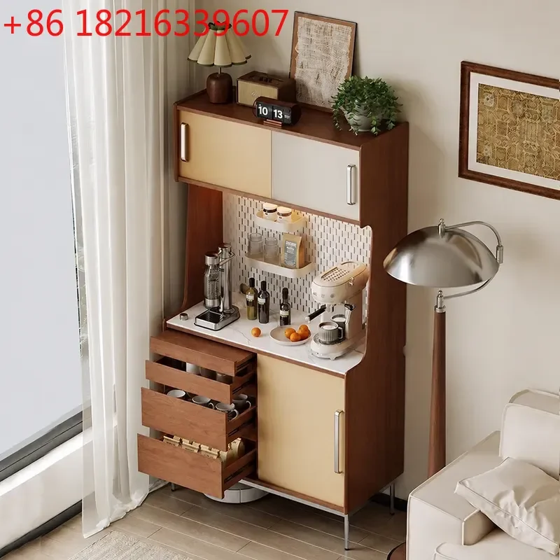 YAO Retro Dining Side Cabinet Integrated Storage Water Dispenser Tea Cabinet Solid Wood Color Matching Mid Century Modern Light