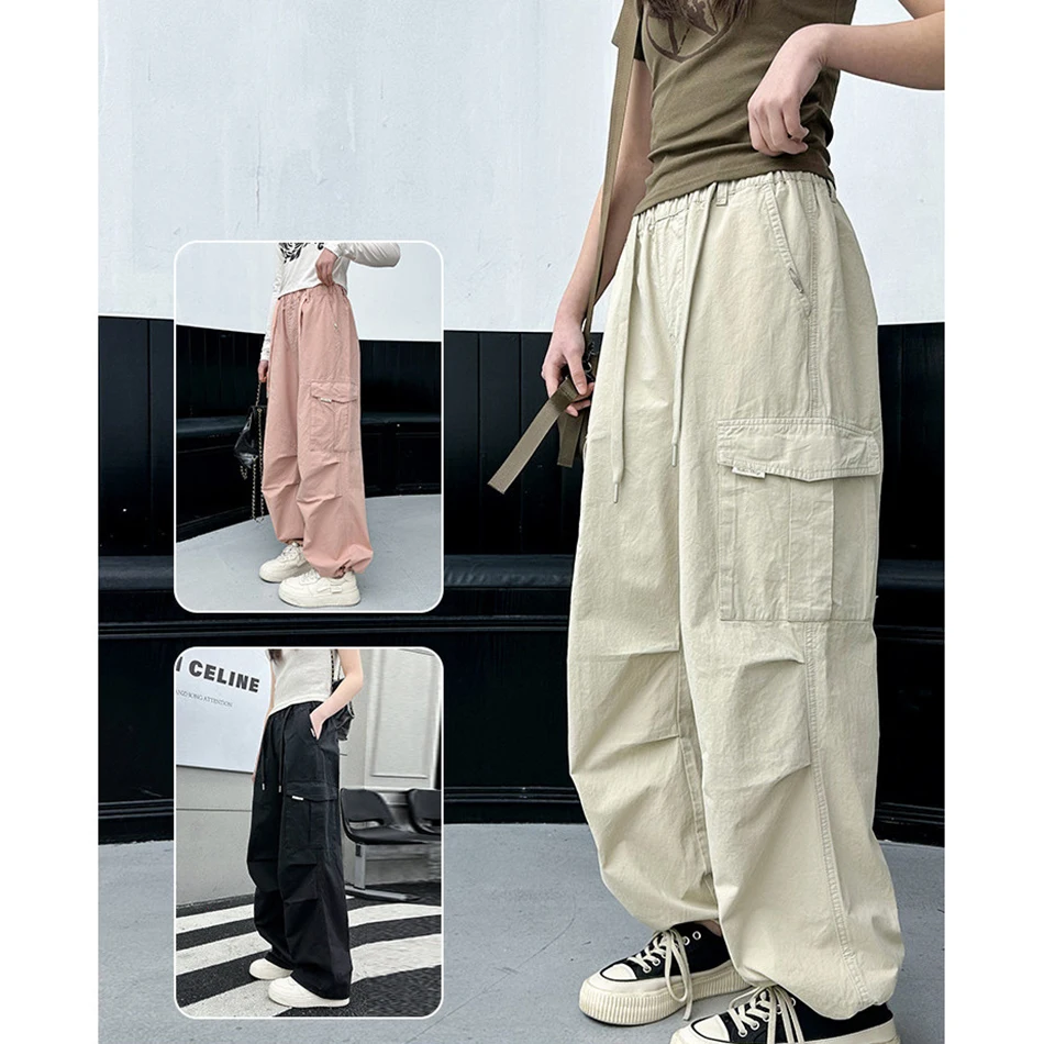 Summer Collection Teen Girls School Casual Cargo Pants with Pocket Kids Lightweight Trousers Perfect for Spring Summer Outdoor image 2