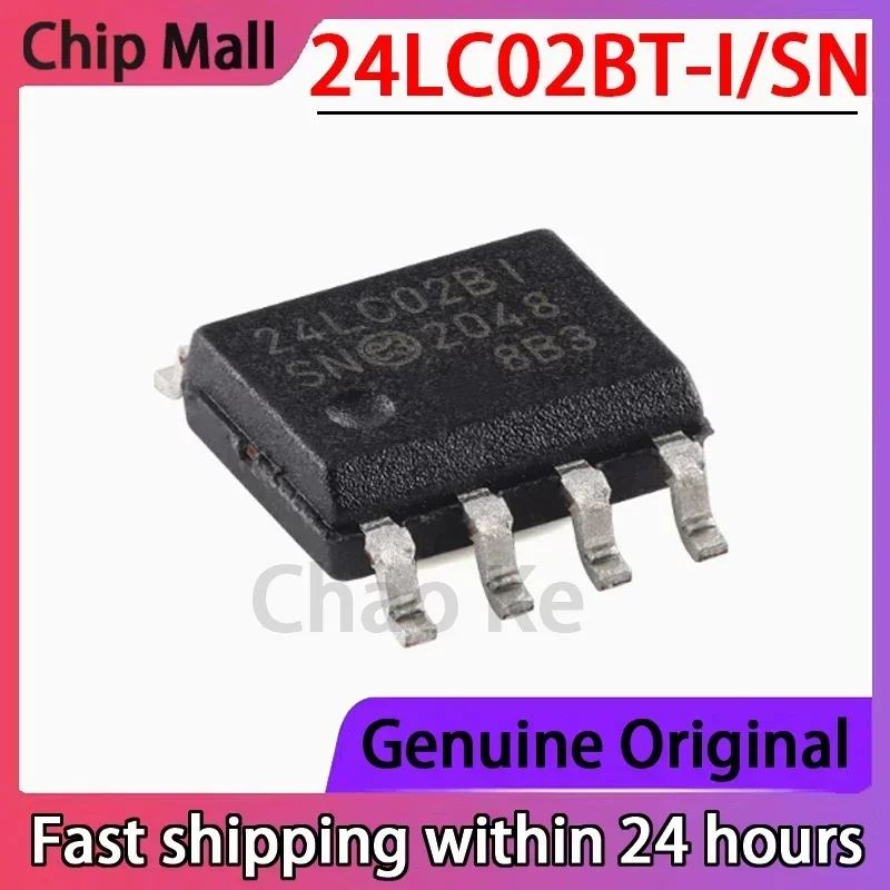 10PCS  Genuine 24LC02BT-I/SN Patch SOIC-8 2Kb I2C Compatible Dual Line Serial EEPROM