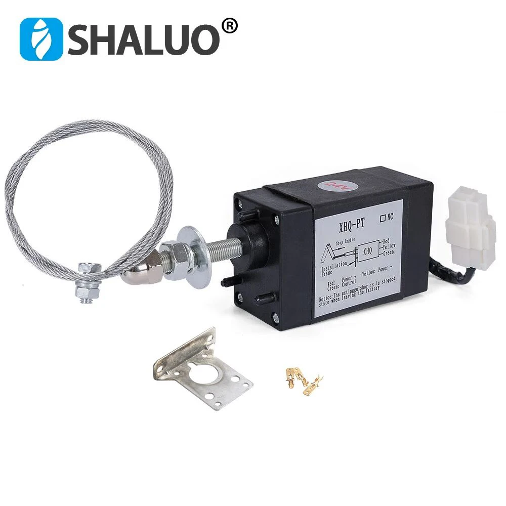 XHQ-PT NC NO Types Diesel Generator Engine Flame Out Device Off Valve Stop Solenoid Power Generator Parts DC12V 24V 52m Travel