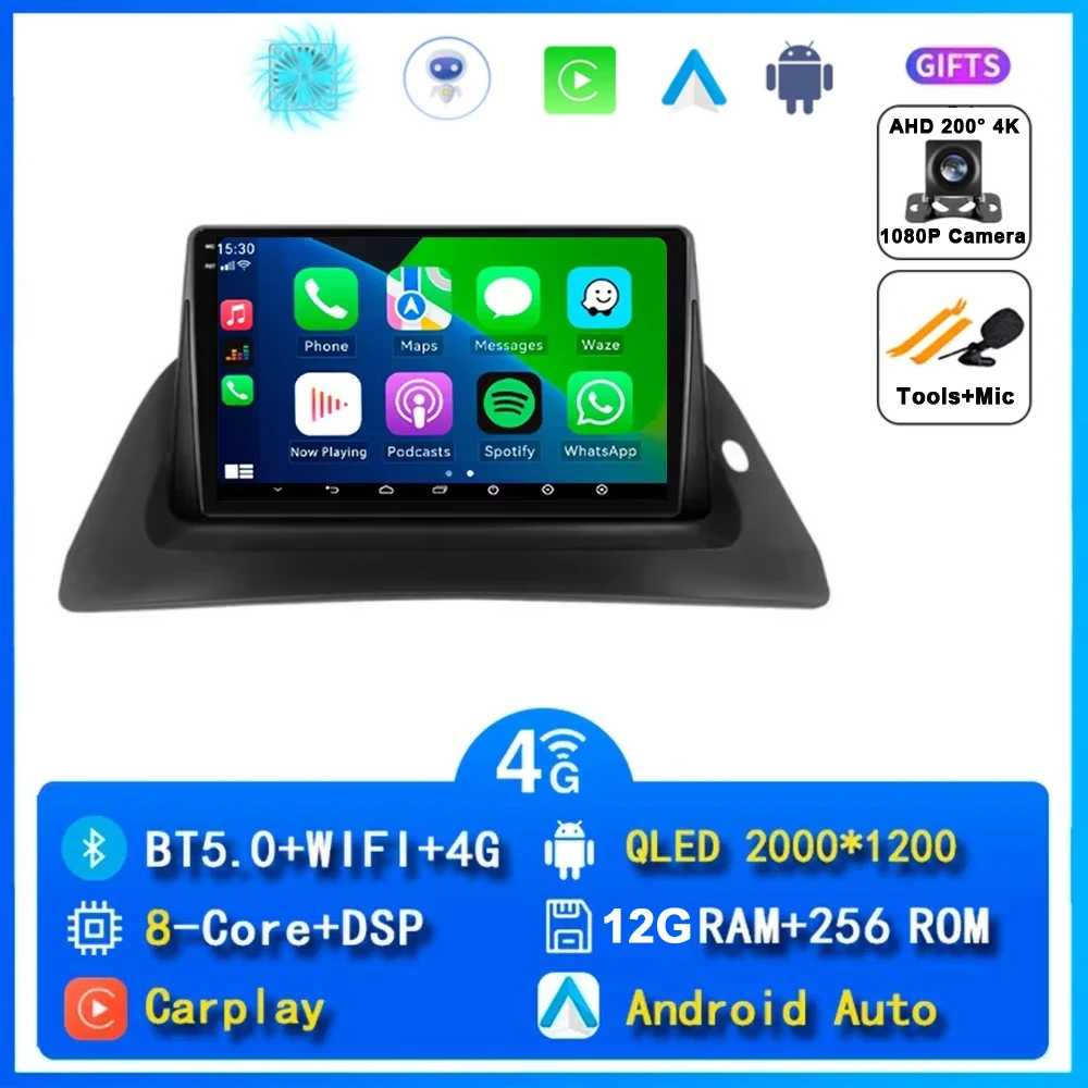 Voor Renault Kangoo 2008-2018 2 Din Android 15 Autoradio Multimedia Speler Carplay Autoradio Stereo GPS IPS 2K QLED 4G Head Unit