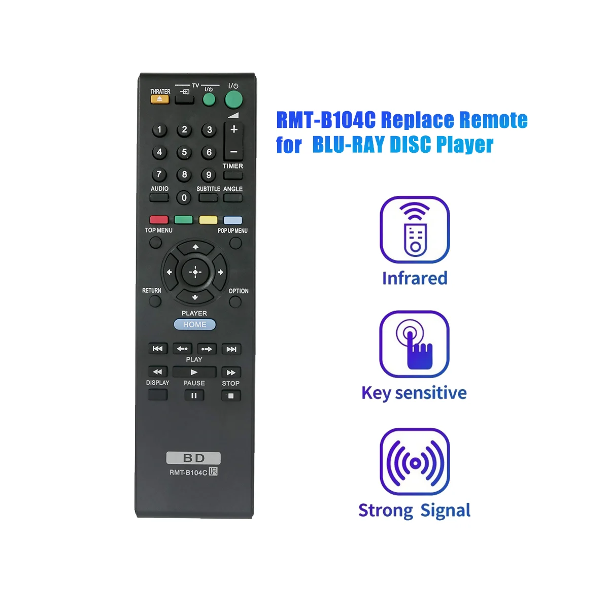 RMT-B104C Replace Remote for Sony BLU-RAY DISC Player BDP-S185 BDP-S270 BDP-S300 BDP-S350 BDP-S360 BDP-S370 BDP-S380