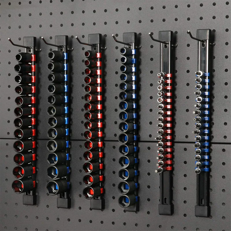 Imagem -05 - Traight-chave de Plástico Titulares Universal Socket Organizer Rail Bracket Ferramentas de Reparação Chave de Parede Soquete Home Tools 2