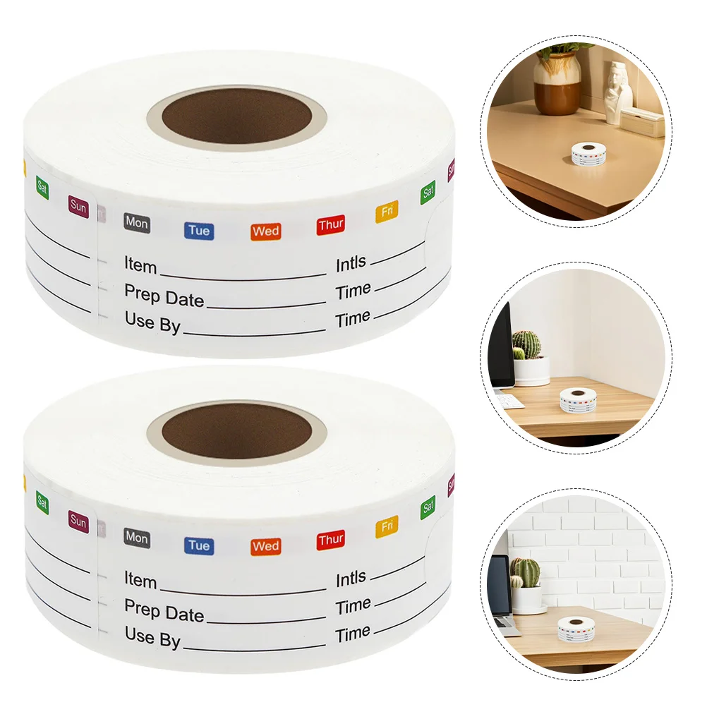 

2 Rolls Freezer Label Stickers Removable Date Tags for Food Containers Fridge Jars Storage Organization Cold