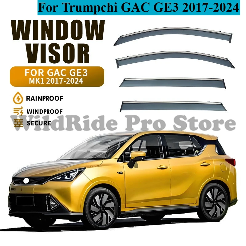1 Set Durable Rain Visor for Trumpchi GAC GE3 2017-2022 - UV-Resistant, OEM Fitment, Noise Reduction