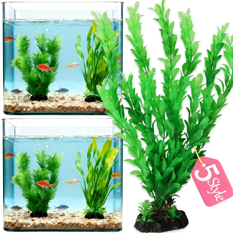 5 Stile künstliche Wasserpflanze, Kunststoffpflanzen, Wassergras, Aquarium, Aquarium, Betrachtung, Dekorationen, Heimdekoration, gefälschte grüne Pflanze