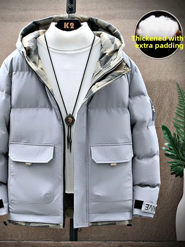 

Thickened Cotton Jacket Men's Winter New Fashion Hooded Cotton Padded Jacket Stylish Versatile Warm Men's Loose Cotton Coat