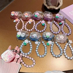 3D Flower Gradient Case For Lenovo LP40 Pro Earphone Protective Cover For Lenovo LP40 Clear Charging Box Funda with Bracelet